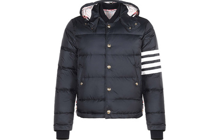 THOM BROWNE 4-Bar Hooded Buttoned Jacket
