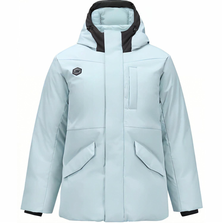 Skechers Comfort Warm Hooded Jacket Down Coat Men's Pearl Blue