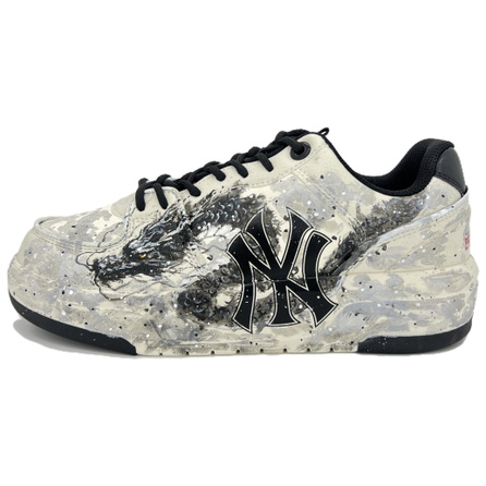[Custom Sneakers] MLB Chunky Liner Chinese Style Hand-Painted Chinese Dragon Snow Break Slip-Resistant Wear-Resistant Elevated Low-Top Sneakers Unisex Beige Gray