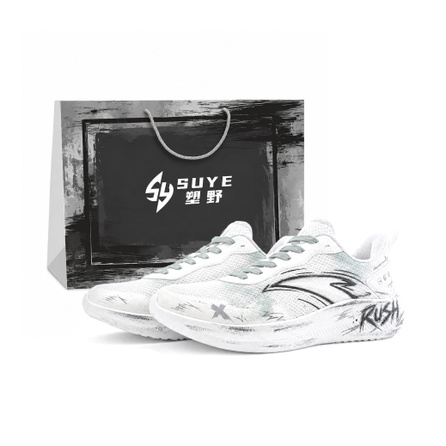 [Custom Sneakers] Anta Clear Sky Misty Blue Ink Wash Graffiti Synthetic Leather Low-Top Running Shoes Men's Black White
