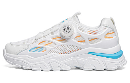 Warrior Lightweight Wear-Resistant And Slip-Resistant Low-Top Chunky Sneakers Unisex White Orange Blue