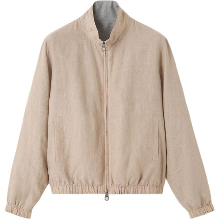 Loro Piana Double Zip Stand Collar Linen Bomber Jacket Men's