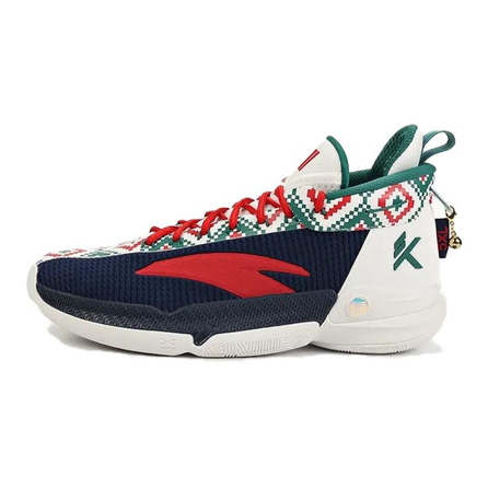Anta Kids KT9 Fabric Lightweight Fashion Anti-Slip Wear-Resistant High-Top Kids Basketball Shoes White Blue