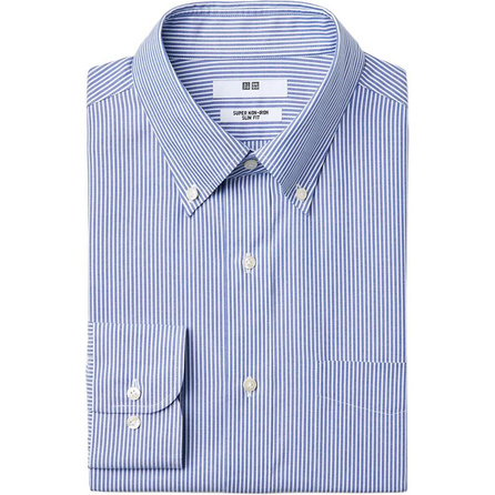 UNIQLO Slim Fit Point Collar Single-Breasted Striped Comfort Shirt Men's