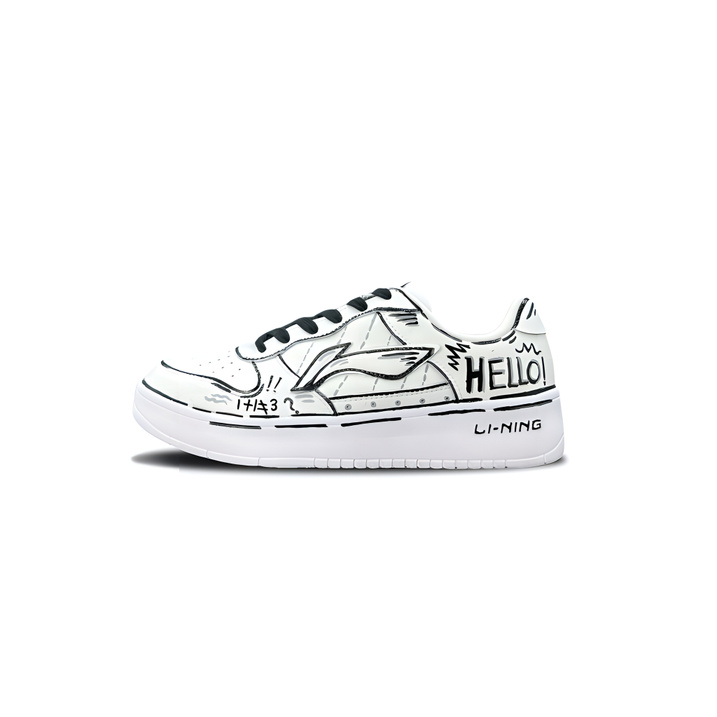 [Custom Sneakers] LI-NING Fuzhou Simple Versatile Anime Comic Style Slip-Resistant Wear-Resistant Low-Top Sneakers Unisex White Black