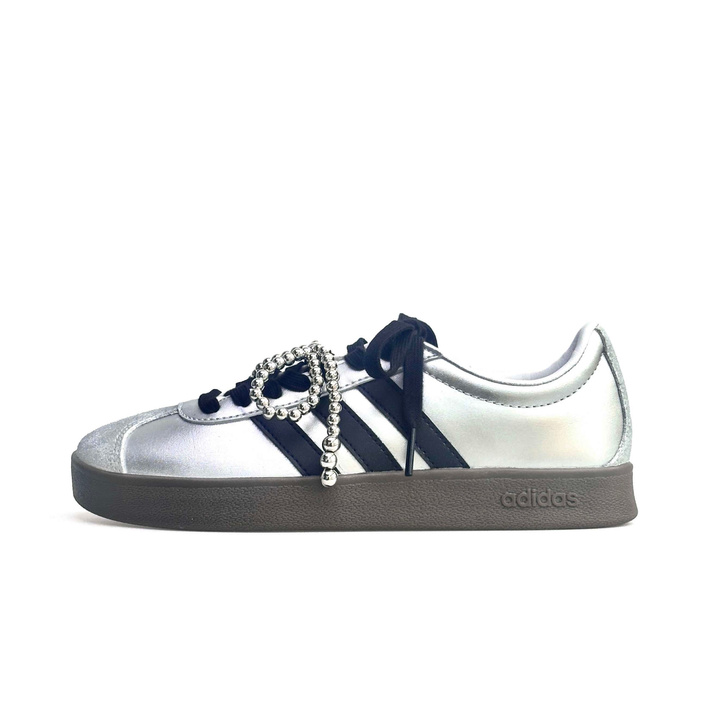 Custom Sneakersadidas neo VL COURT 2.0 Sweet & Cool Trendy Slip-Resistant Breathable Low-Top Sneakers Unisex Silver Black