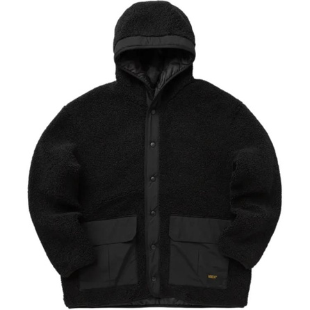 Carhartt WIP Hooded Patchwork Drop Shoulder Long Sleeve Jacket Coat Men's Black