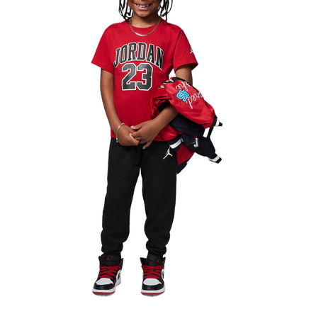 Jordan Casual Sport Set Print Short Sleeve T-Shirt Comfortable Versatile Pants Black/Gym Red Small Medium Kids