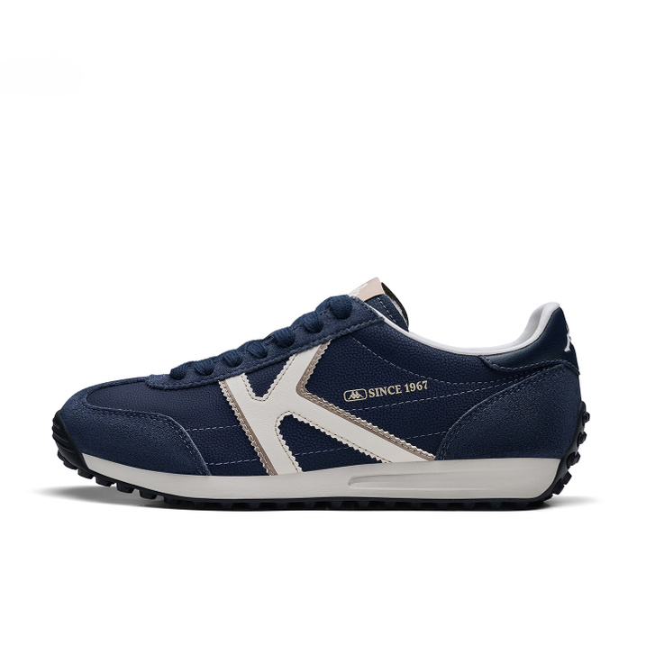 Kappa Vintage Trendy Sports Lightweight Breathable Running Shoes Commute German Training Thin Sole Skate Shoes Unisex Dark Night Blue-Black/Malt Beige-Brown