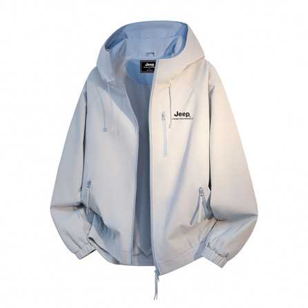 Jeep Letter Logo Print Hooded Jacket 3D Contrast Color Zipper Premium Fashionable Versatile Design Street Functional Style Loose Cut Niche Trendy Minimalist Individual Logo Design Commute Outdoor Jacket Unisex