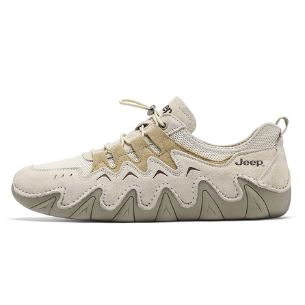 Jeep Summer Exclusive Cool Touch Daily Commute Retro Outdoor Workwear Style Splicing Easy Feel Classic Fashion Trendy Versatile Drawstring Slip-On Design Shock Absorption Wear-Resistant Lightweight Height Increasing Low-Top Outdoor Functional Shoes Men's