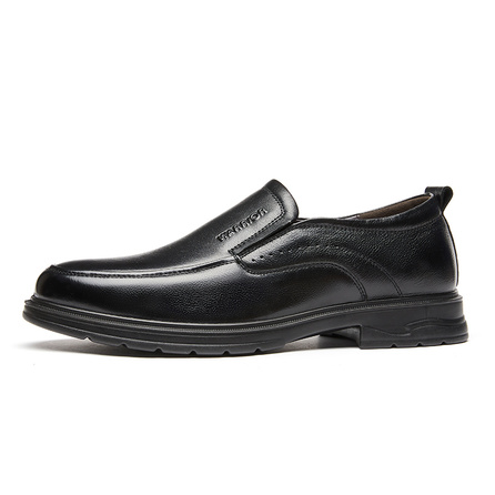 Warrior 'Huichao' Cowhide Leather Business Collaboration Classic Wear-Resistant Casual Fashion Versatile British Style Business Versatile Premium Comfortable Durable Classic Low-Top Lace-Up Dress Shoes Men's Black