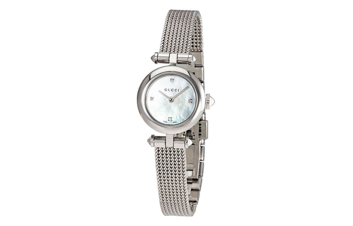 GUCCI Diamantissima Collection Wrist Watch Quartz Movement Stainless Steel Strap White Dial Women's Watch