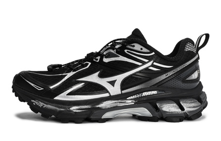 Custom SneakersMizuno Halo Mix TL 'Walking Planet Silver Blade' Distressed Functional Outdoor Futuristic Cushion Low-Top Running Shoes Unisex Black Silver