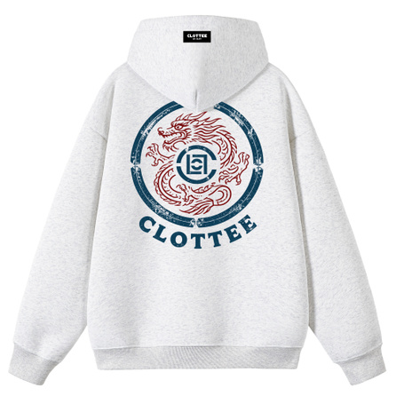 CLOT X CLOTTEE Chinese Trend Chinese Style Dragon Pattern Circle Vintage Distressed Graphic Brand Letter Drop Shoulder Loose Classic Kangaroo Pocket Hooded New Chinese Style Versatile Daily Casual Comfortable Relaxed Couple Hoodie Unisex