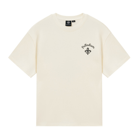 Palladium Summer Fashion Trendy Letter Print Iris Flower Design Classic Pure Cotton Crew Neck American Loose Simple Casual Short Sleeve Lightweight Breathable Comfortable Commute Outdoor Sports Versatile T-Shirt Men's