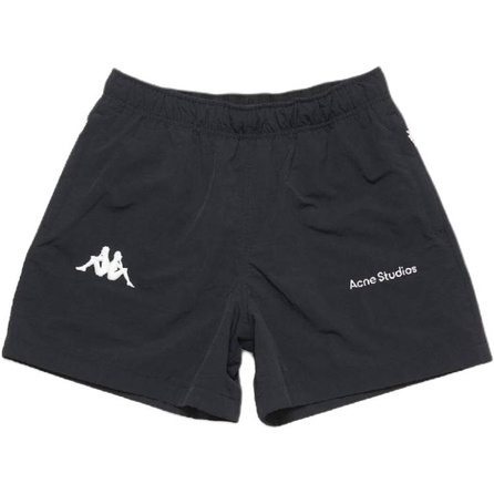 Acne Studios x Kappa Collaboration SS25 Logo Elastic Waist Drawstring Casual Shorts Unisex Black