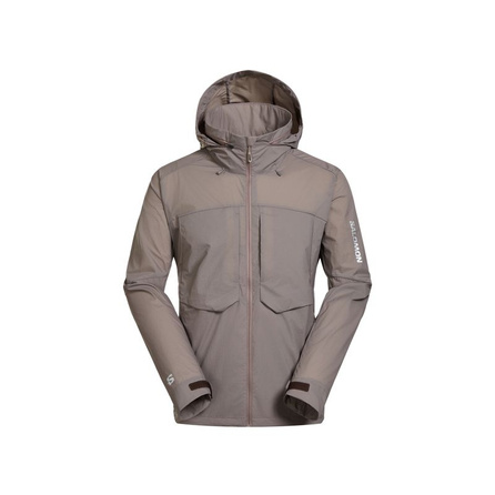 SALOMON DUAL AURA LT UV Jacket Unisex Outdoor Casual Hooded Windproof Lightweight Long Sleeve Jacket Iron Gray