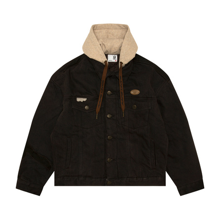 Aape FW24 Ape Face Letter Embroidery Trendy Washed Denim Jacket Men's Tan