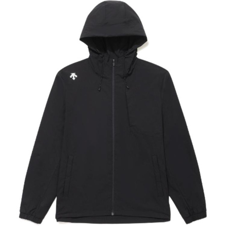 DESCENTE Logo Hooded Zip-Up Loose Jacket Coat Unisex Black