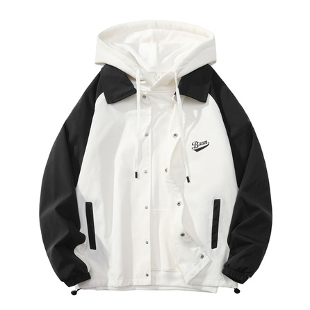 BRUMAIRE FW23 American Retro Design Letter Single-Breasted Loose Collar Color Block Work Jacket