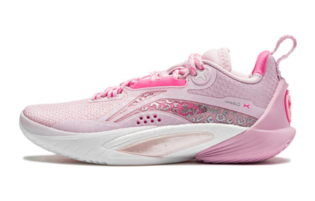 LINING YOUNG Speed 10 Cushioning Wear-Resistant Low-Top Children's Basketball Shoes Soft Cherry Blossom Pink Teenagers