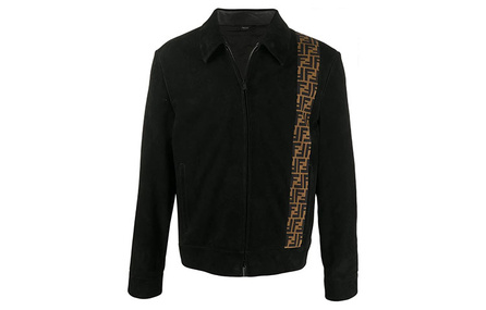 FENDI Letter Print Zip Casual Jacket Coat Men's Black