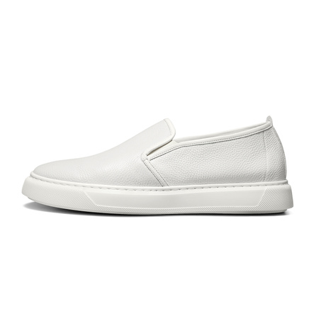 THOM WILLS Minimalist Style Versatile Slip on White Sneakers Casual Skateboard Shoes Men's