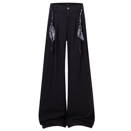 Acupuncture American Retro Paisley Ribbon Loose Straight Dress Pants Trousers Casual Pants Men's