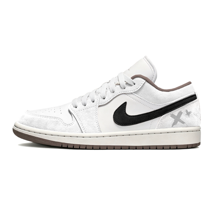 Custom Sneakers Jordan Air Jordan 1 Minimalist Versatile Trendy Comfortable Premium White Sneakers Graffiti Retro Basketball Shoes Unisex White Brown Black Grey Contrast Patchwork