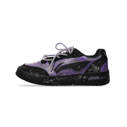 Custom SneakersLiNing Yuanbao V3 Synthetic Leather Purple Potato Warrior Splatter Paint Hand-Painted Gradient Minimalist Versatile Street Cushioning Wear-Resistant Slip-Resistant Low-Top Skate Shoes Men's Black/Purple