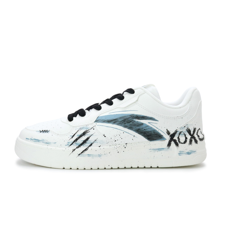 [Custom Sneakers] Anta Lifestyle Series Si Lue Fashion Versatile Leather Hand-Painted Graffiti Lightweight Anti-Slip Low-Top Skate Shoes Unisex