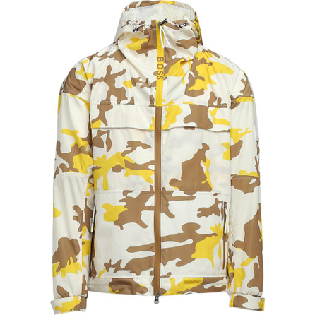 HUGO BOSS Camouflage Print Hooded Zip Jacket Men's Yellow