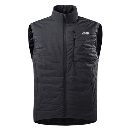 Jeep Casual Series Basic Minimalist Thickened Design Creative Brand Logo Windproof Waterproof Sleeveless Vest Warm Daily Commute Hiking Walking City Functional Stand Collar Vest Unisex