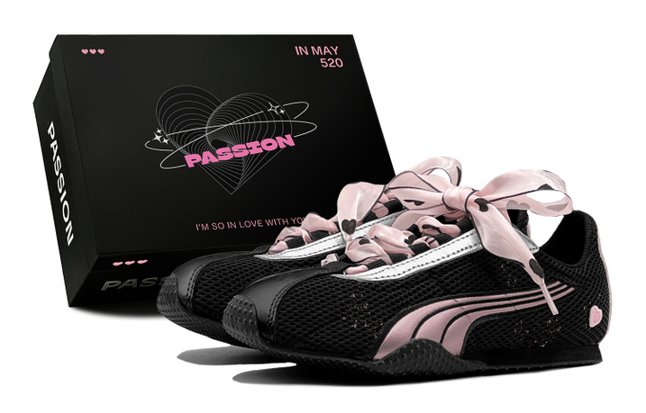 Custom SneakersPUMA H-Street Black Peach Pink Charm Contrast Color Thin Sole Shoes German Training Couple Shoes Flat Breathable Lightweight Commute Fashion Special Gift Box Low-Top Lifestyle Casual Shoes Unisex