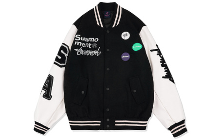 Suamoment 2023 Spring/Summer Blood Claw First Generation Badge Back Slogan Loose Baseball Jacket Unisex