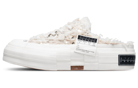 VESSEL Swan Heart Long Wool Velvet Mules Anti-Slip Wear-Resistant Low-Top Canvas Shoes Unisex White Gold