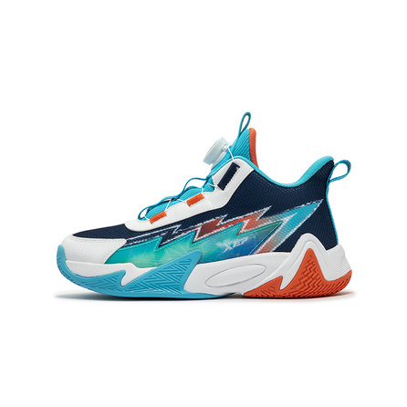 Xtep Sports Comfort Niche Anti-Slip Shock-Absorbing Wear-Resistant Support Kids Basketball Shoes Deep Blue Pure Blue Kids