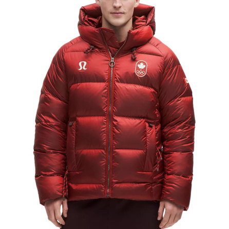 lululemon Wunder Puff Series Team Canada Large-Hood Shine 600-Fill Down Hooded Zip Waterproof Windproof Long Sleeve Down Jacket Men's
