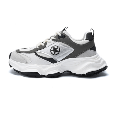 JEEP SPIRIT Breathable Height Increasing Low-Top Chunky Sneakers Men's White