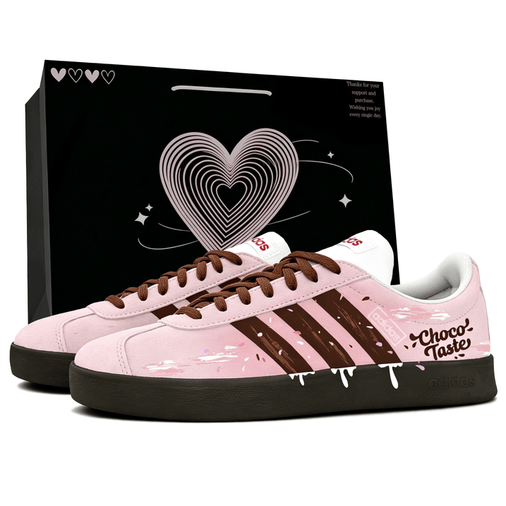 Custom Sneakersadidas VL COURT 2.0 Fresh Versatile Summer Dopamine Trendy Fashion Four-Season Cute Campus Style Sweet Cool Gift Bag Low-Top Skate Shoes Unisex Pink/Brown