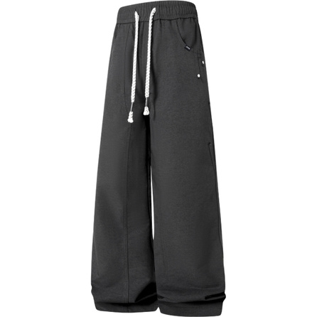 Jeep American High Street Vintage Solid Color Minimalist Spliced Structured Wide-Leg Mid-Rise Drawstring Straight Drape Soft Comfortable Skin-Friendly Genderless Sports Versatile Casual Pants Unisex