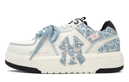 MLB Chunky Leather [Custom Sneakers] Shark Whale Confession Romantic Rhythm Retro Functional Low-Top Sneakers Unisex Light Blue