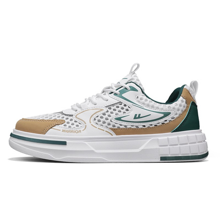Warrior Fashion Versatile Trendy Minimalist Art Classic Supportive Anti-Slip Cushion Impact-Resistant Wear-Resistant Balanced Breathable Low-Top Skate Shoes Men's White Green Khaki
