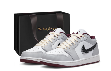 [Custom Sneakers] Jordan Air Jordan 1 Trendy Versatile Personality Casual Minimalist Gift Box Shock-Absorbing Anti-Slip Wear-Resistant Low-Top Retro Basketball Shoes Unisex