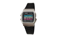 Custom WatchCASIO Modified Series Pink Cyan Gradient Lens Resin Case Retro Square Watch Daily Water Resistant F-91WM-7A Modified Quartz Movement Stainless Steel Band Japanese Korean Watch Men's Black Dial Голубовато-розовое градиентное зеркало