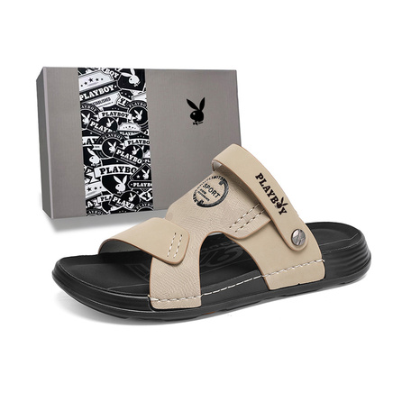 Playboy Retro Classic British Style Light Luxury Premium Minimalist Fashion Indoor Outdoor Dual-Use Design Stream Trekking Wading Driving Commute Comfortable Casual Versatile Soft Sole Anti-Slip Wear-Resistant Breathable Odor-Resistant Beach Sandals Men's