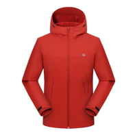 Jeep American Urban Outdoor Hooded Jacket Couple Style Lightweight Windproof Warm Scratch-Resistant Wear-Resistant Functional Commute Travel Hiking Versatile Trendy Brand Softshell Skin-Friendly Daily Outing Mountaineering Hiking Camping Jacket Unisex Красный Сузаку