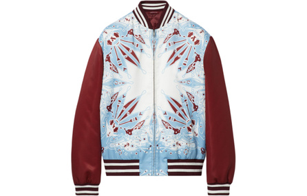 GUCCI Pattern Print Color Block Zip Long Sleeve Jacket Coat Men's Light Blue