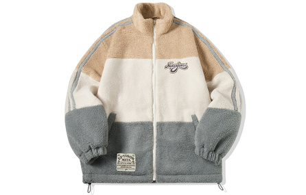 EPTISON Color Block Faux Shearling Quilted Jacket Unisex